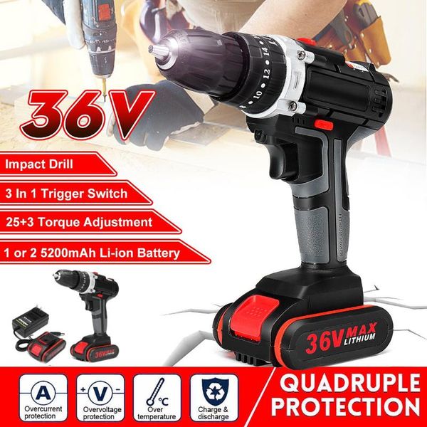 

professiona electric drills 36vf 3 in 1 cordless drill screwdriver 25+3 torque 2 speed mini wireless power driver tools with 1/2 pcs li-ion