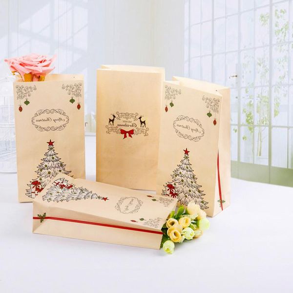

gift wrap 20pcs kraft paper bag merry christmas bags party kids favour xmas packaging treat or guests 8 styles tree decoration