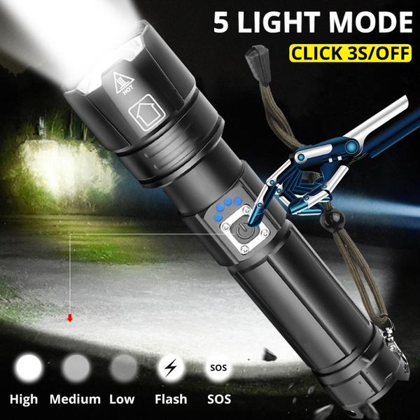 

super powerful xhp90.2 ultra 18650 led usb rechargeable xhp70 tactical light 26650 zoom torch flashlights torches
