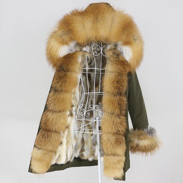 

women's fur & faux 2021 waterproof long parka winter jacket women real liner coat natural raccoon collar hood warm streetwear, Black