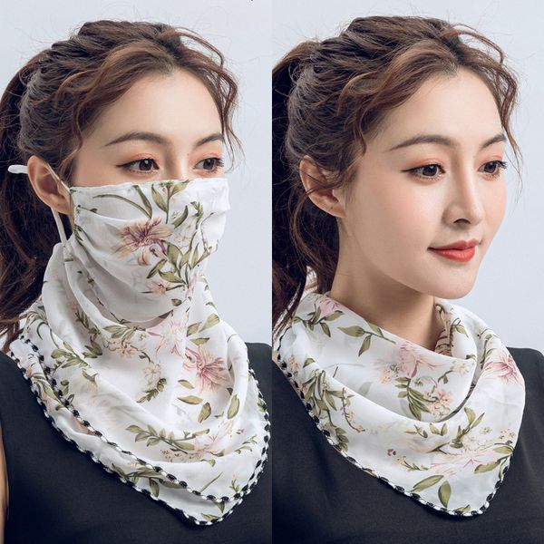 

neck of protection, type face covering sunscreen anti ultraviolet in summer, women's chiffon mask, breathable and dustproof