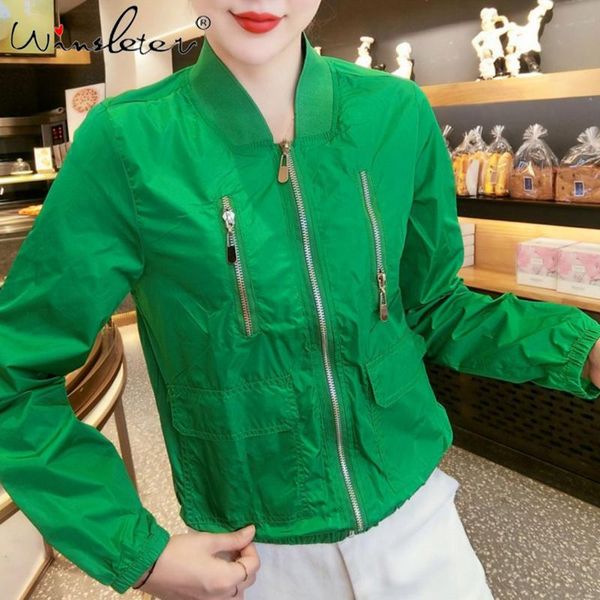 

women's jackets spring autumn korean clothes coat fashion solid women zipper female casual cardigan pockets sports outerwear 2021 c0600, Black;brown