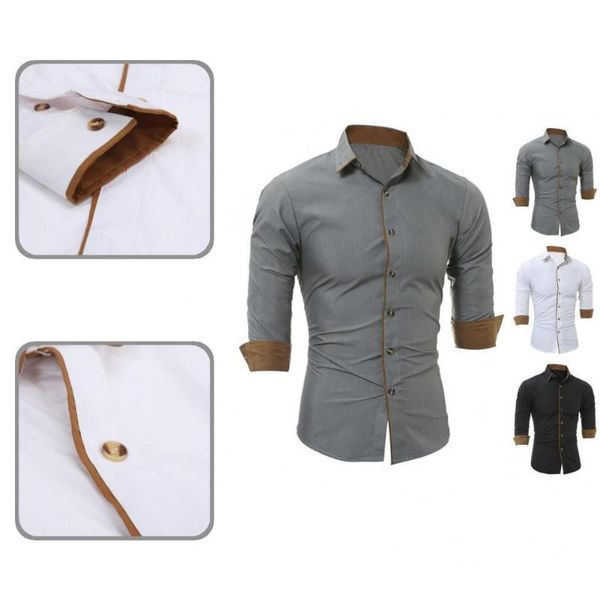 

men's casual shirts quick dry terrific spring shirt turn-down collar men anti-wrinkle for dating, White;black