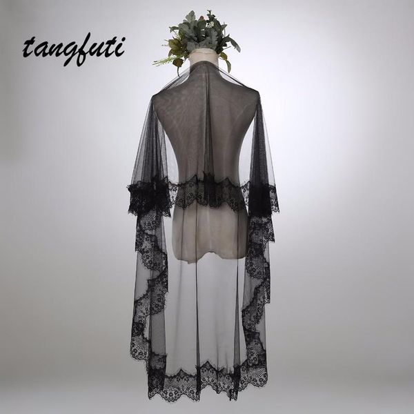 

bridal veils 1.5 m lace black wedding 2021 bride veil with edge accessories