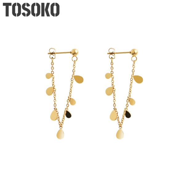 

dangle & chandelier tosoko stainless steel jewelry leaf pendant earrings autumn and winter bsf330, Silver