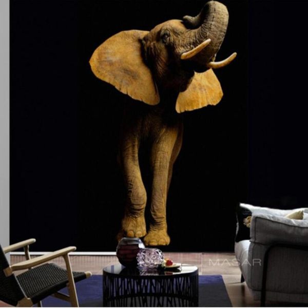 

wallpapers drop custom 3d large wallpaper mural elephant animal black porch background wall decoration
