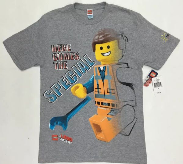 

the lego movie emmet here comes the special t-shirt nwt licensed & official, White;black