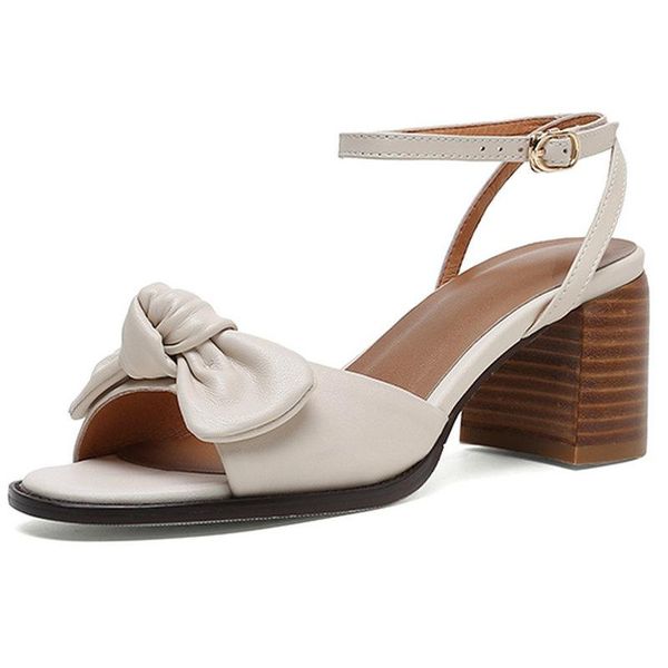 

butterfly knot women sandals 2021 summer ankle strap genuine leather high heels pumps party dancing basic shoes woman, Black