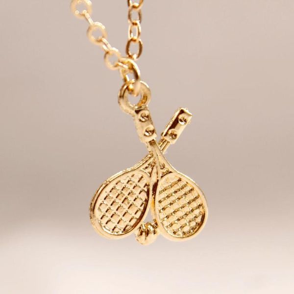 

pendant necklaces personality double tennis racket necklace&pendant for women gold sport fitness collier femme jewelry n035, Silver