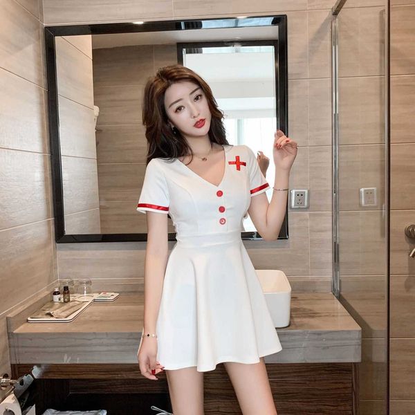 

luxury party evening dress night cover meat show thin women's nightclub low cht deep v short skirt sauna technician cloth, Black