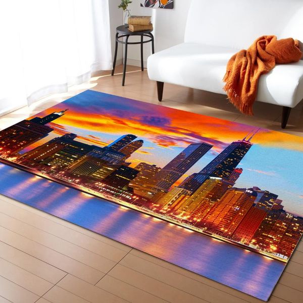 

carpets city bustling night view printed floor mat door mats lounge rug kids carpet living room bedroom modern home decoration