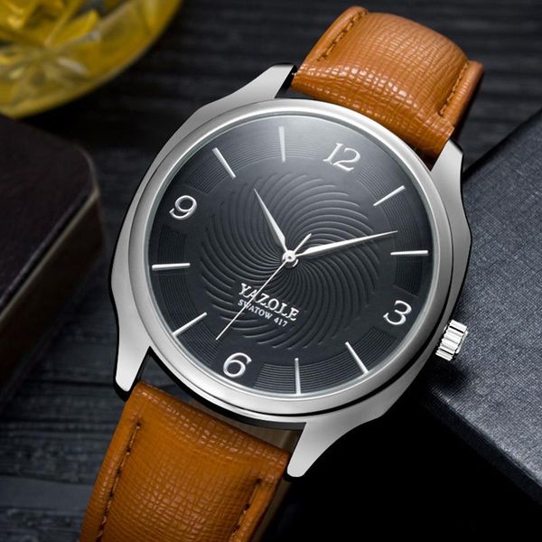 

wristwatches yazole mens watches wrist watch men quartz business men's clock erkek kol saati relogio masculino, Slivery;brown