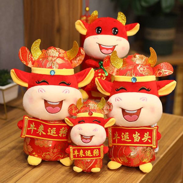

year of the ox mascot dolls plush toys cute pendant chinese zodiac large year gift, Blue