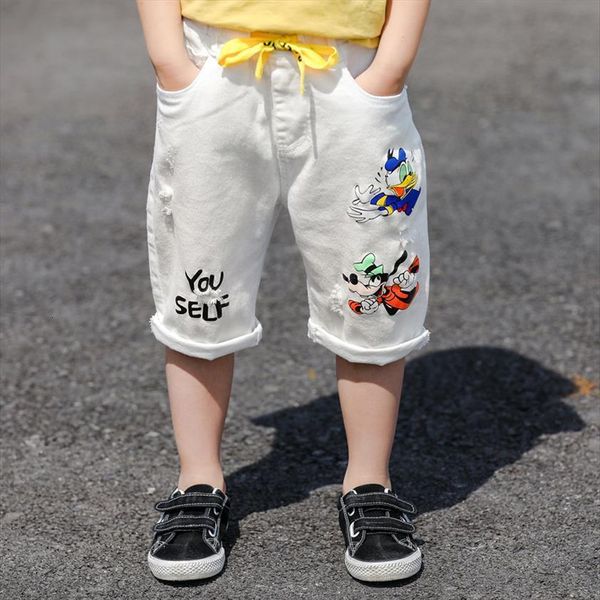 

boys denim pants summer thin section hole children baby cropped, Blue