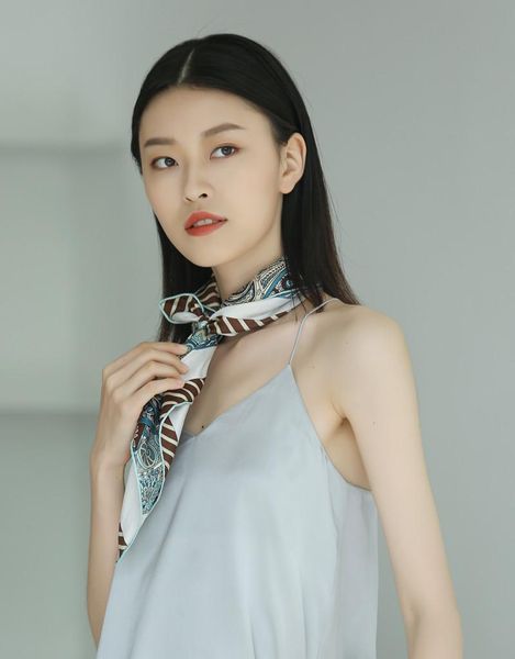 

spring style elegant mulberry silk scarf small square hairband fashion scarves, Blue;gray
