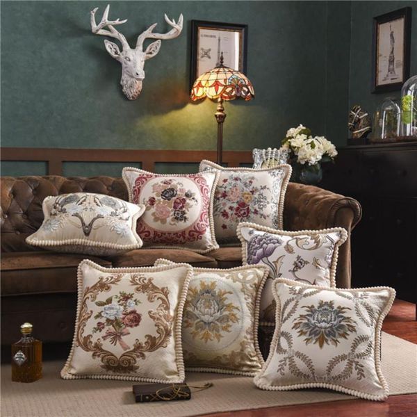 

pillow case 50x50cm embroidered flower design fabric cushion decorative cover body bed decoration home decor