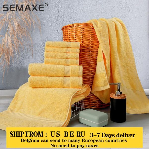

towel semaxe luxury bath set,2 large towels,2 hand towels,4 washcloths. cotton highly absorbent bathroom towels (pack of 8)