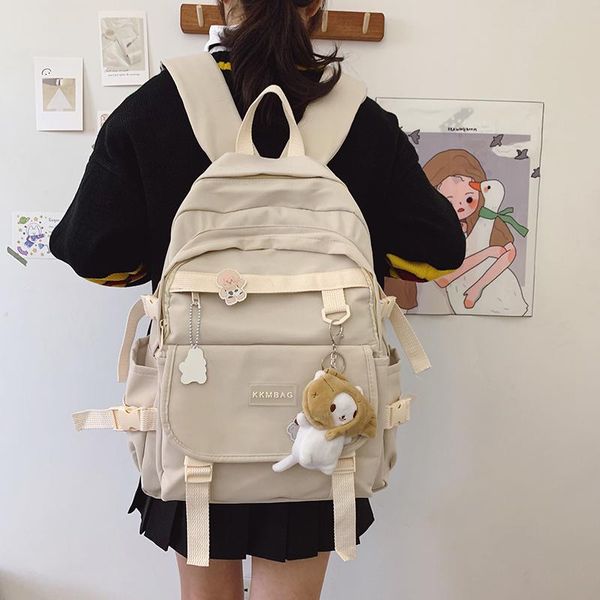 

fashion canvas women backpack girls cute schoolbag for teenager bookbag female kawaii travel black lapbag mini