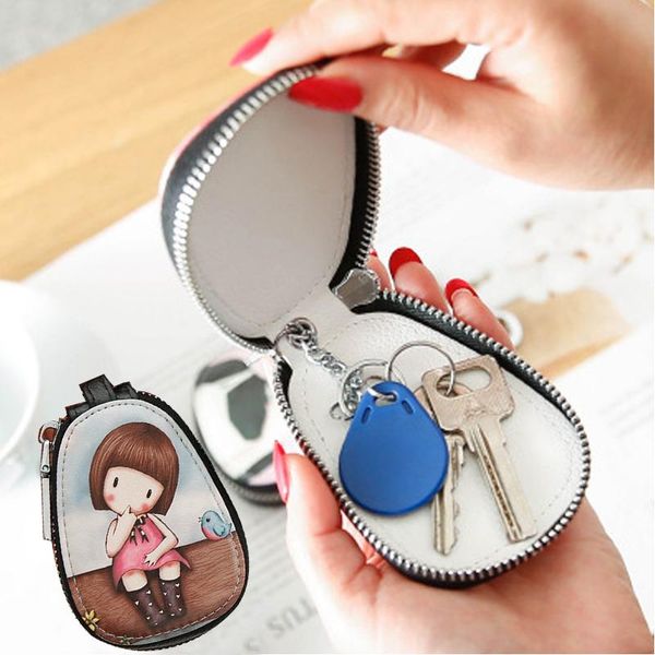 

storage bags cartoon women key bag leather case for girl students lovely zipper holder wallets fashioncar chains cover
