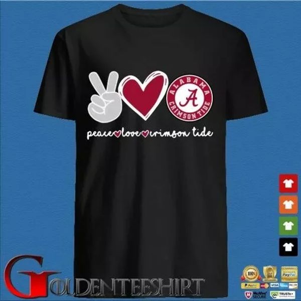 

peace love alabama crimson tide t-shirt, White;black