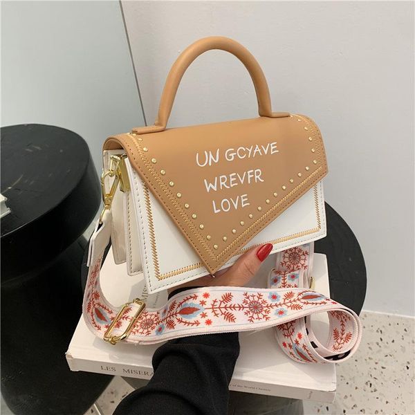 

evening bags bag girl 2021 fashion one-shoulder korean version simple slant hand-held wide shoulder strap print small square