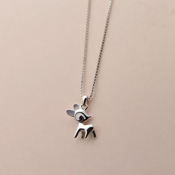 

personality creative elk necklace temperament simple and cute fawn clavicle chain trend small fresh holiday gift pendant necklaces, Silver
