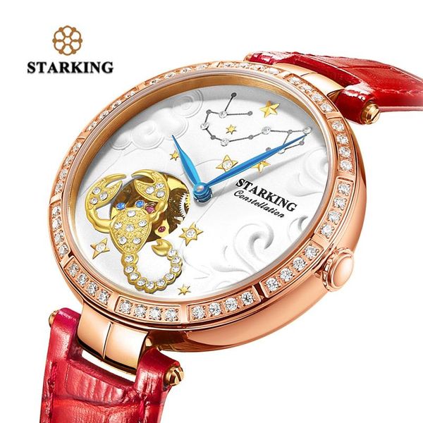 

wristwatches starking women watch leather scorpio constellation ladies crown fashion casual simple wristwatch clock, Slivery;brown