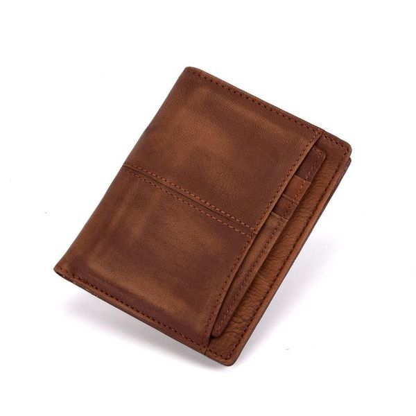 

vintage men's short wallet men genuine leather clutch wallets purses first layer real multi-card bit retro card holder, Red;black
