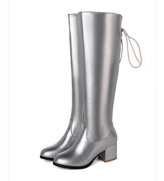 

christmas party womens tall knee high sier gold med hels luxury designer boots size 32 to 42 43 44 45, Black