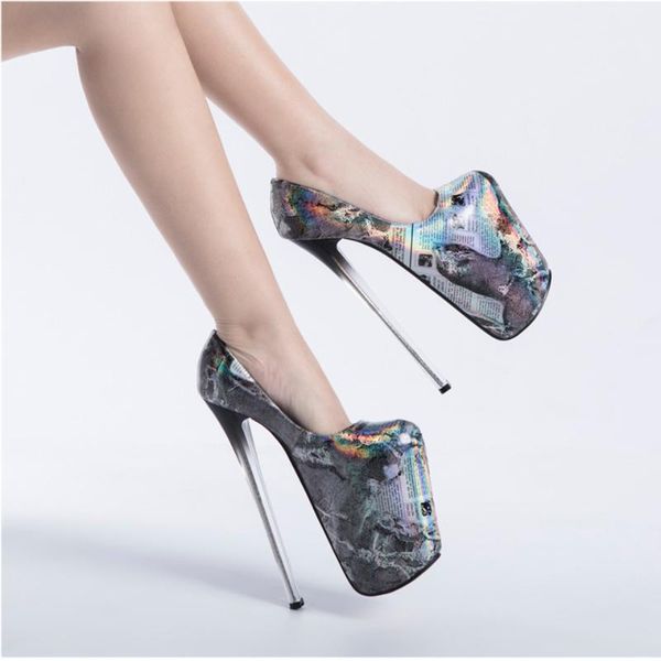 

dress shoes 22cm high heels pumps white woman letter printed fashion ladies round toe party wedding platform big size 47, Black
