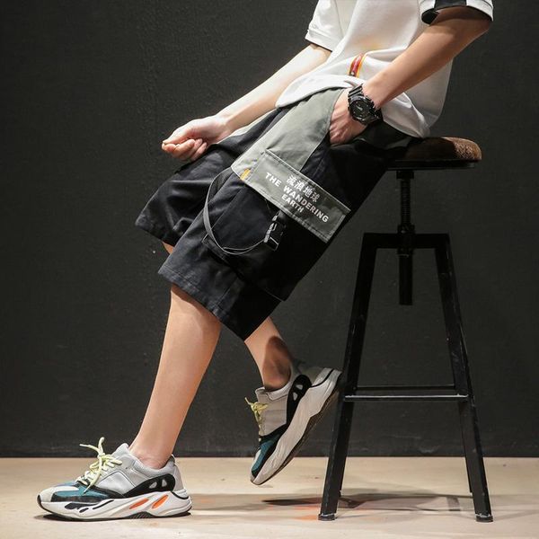 

spring and summer chinese style casual wild male youth comfortable sports stitching shorts men's, White;black