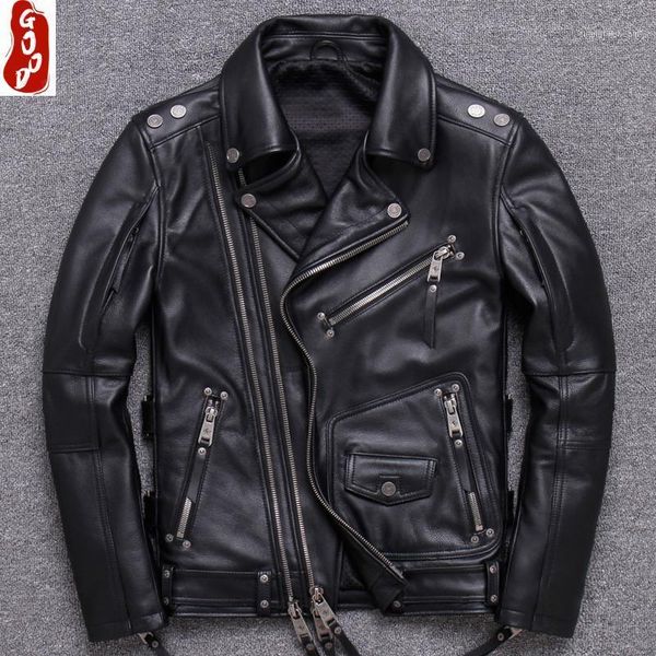 

spring autumn 100% real cow leather jacket men winter clothes 2021 natural streetwear moto biker genuine coat 008 men's & faux, Black
