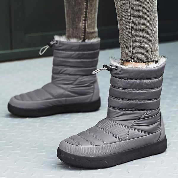 

boots women keep warm mid-calf snow outdoor waterproof sequined cloth ladies, Black