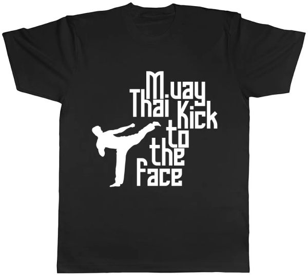 

muay thai kick to the head mens womens ladies t-shirt, White;black
