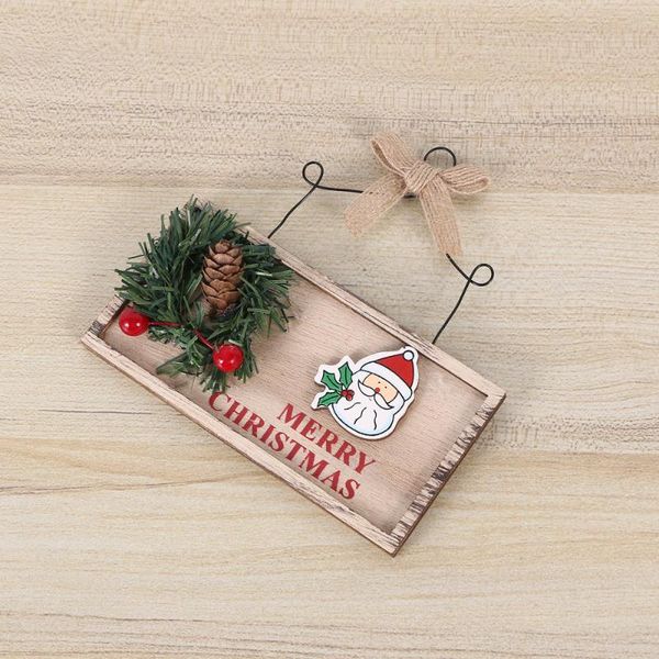 

christmas wooden painted letter square shape house hanging home indoor closet tree decoration use pendant (garland san decorative flowers &
