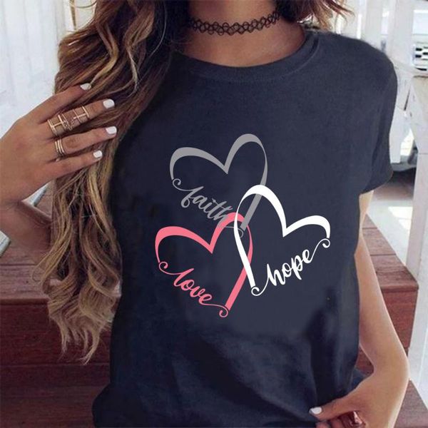 

women's t-shirt women t shirt funny love heart casual summer short sleeve harajuku graphic woman tees black, White