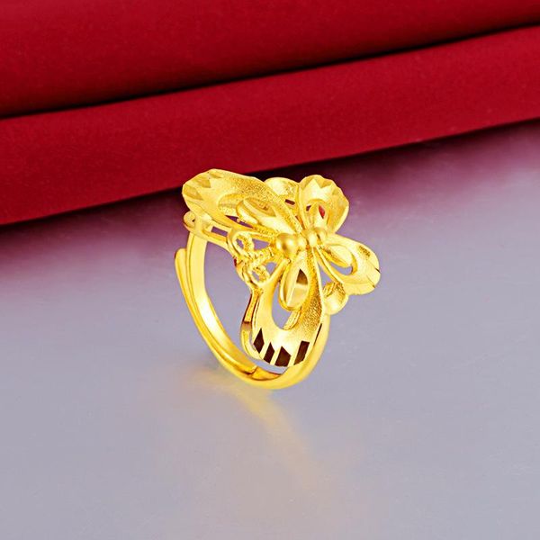 

wedding rings ladies jewelry simple and stylish butterfly sand gold ring opening adjustable for women fashion, Slivery;golden