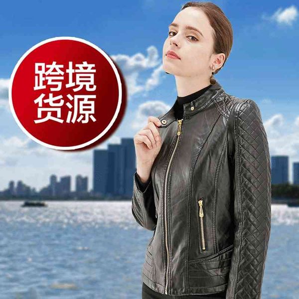 

pu leather jacket women's spring and autumn new women's wear slim, Black