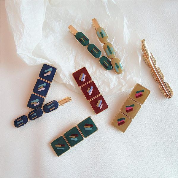 

vintage hair accessories girls oil painting duckbill clip clips alloy hairclips bb fashion solid color accessorie1