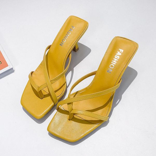 

slippers 2021 brand women casual shoes flops flip ulzzang ladies high heels sandals designers woman outside, Black