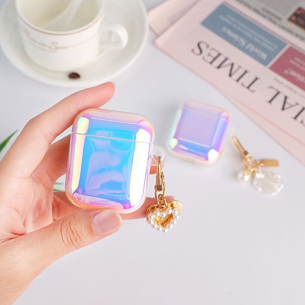 

airpod cases cute bling glitter hard water drop rainbow pretty for girls woman case designed charging cover with shell keychain colorful