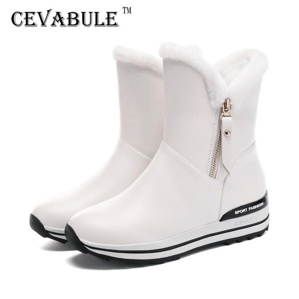 

boots cevabule 2021 elegant parent child short tube slope heel casual thick fur snow tyx, Black