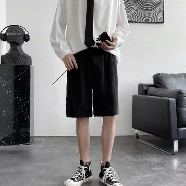 

men's shorts summer five-point trousers straight loose korean version of the trend british hong kong style casual short, White;black