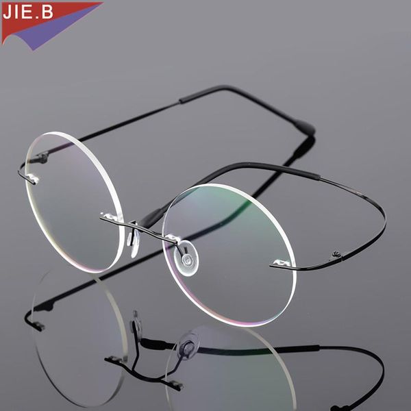 

fashion sunglasses frames 2021 brand female frame eyeglasses round goggles for women men prescription metal rimless glasses, Black