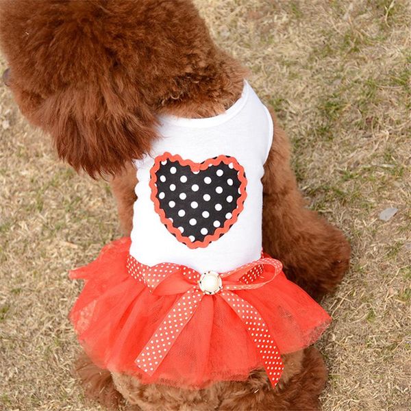 

dog apparel arrival pet love heart sequins gauze tutu dress skirt puppy cat rose red clothes disfraz perro vestito cane