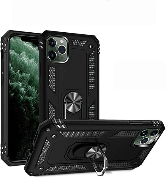 

shockprooof cell phone cases heavy duty military grade protective case cover with 360Â°metal rotating ring kickstand for iphone 12 mini 11 pr