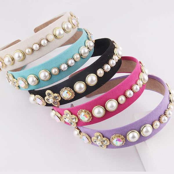 

hair clips & barrettes pearl rhinestone particle headband fashion baroque inlaid ladies street accessories 853, Golden;silver