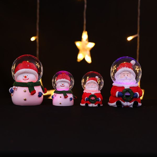 LED Kristal Ball Noel Dekorasyon Noel Baba Kardan Adam Çocuk Noel Hediye Reçine Işık Cam Topları XD24781