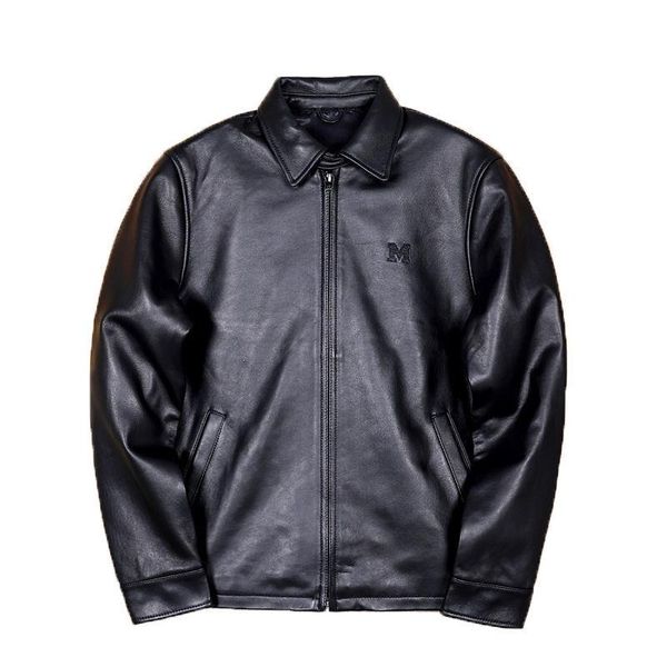 

men's leather & faux 2021 black genuine jacket men casual style plus size 4xl real natural sheepskin spring thin slim fit young male co