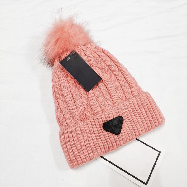 

designer pom pom women beanie solid color brand sport ski hats autumn winter print pattern knitted hat 2021, Blue;gray